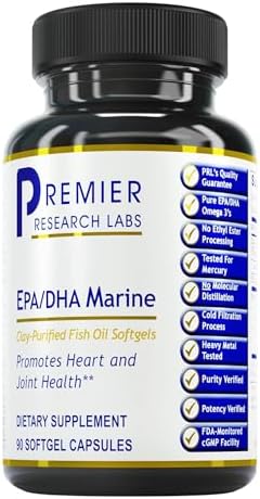 Premier Research Labs EPA DHA Marine Softgels - Omega 3 Fish Oil, EPA DHA Omega 3 Supplement, Fatty Acids for Women & Men, Natural - 90 Softgel Capsules Premier Research Labs