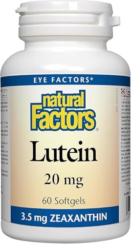 Natural Factors - Lutein 20mg, Natural Antioxidant to Support Eye Health, 60 Soft Gels Natural Factors