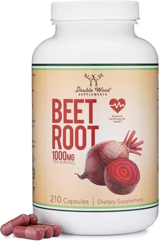 Beet Root Powder Capsules (Organic and Vegan) (210 Count, 1,000mg Per Serving) - Super Food from Beets with High Nitrate for Overall Health Support by Double Wood Double Wood Supplements