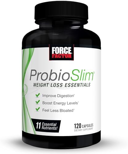 FORCE FACTOR ProbioSlim Weight Loss Essentials Complete Daily Digestive Health and Weight Loss Probiotic Supplement for Women and Men with Electrolytes and Green Tea Extract, 120 Capsules Force Factor