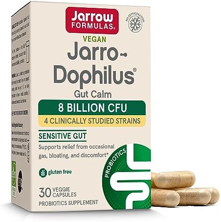 Jarrow Formulas® Jarro-Dophilus® Gut Calm Probiotic, 8 Billion CFU Supplement for Digestive Health, 30 Delayed Release Capsules, 30 Day Supply Jarrow Formulas