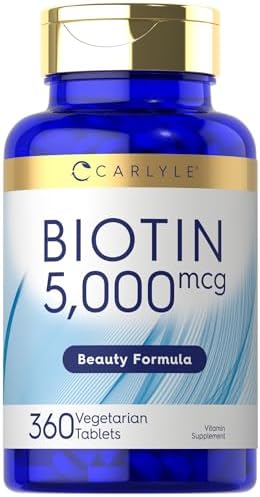 Carlyle Biotin 5000mcg | 360 Vegetarian Tablets | Beauty Formula Supplement | Non-GMO, Gluten Free Carlyle