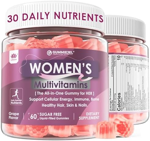 Womens Multivitamin Gummy with Iron, Biotin 2500mcg, Collagen, Keratin, Daily Vitamins A C D E Folate, B Complex, Methylated Multivitamin for Women Support Energy, Beauty, Immune, Sugar Free, 60 Cts Lilicare