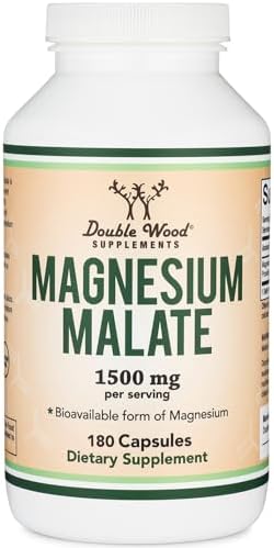 Magnesium Malate Capsules (180 Count) - 1,500mg Per Serving (Magnesium Bonded to Malic Acid), Third Party Tested, Vegan Friendly, Gluten Free by Double Wood Supplements Double Wood Supplements