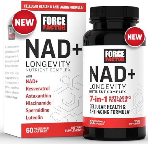 FORCE FACTOR NAD+ (NMN or Nicotinamide Riboside Alternative) with Resveratrol, Astaxanthin, Spermidine & Luteolin Complex, NAD to Support Cellular Health & Healthy Aging, 60 Capsules Force Factor