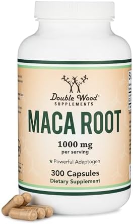 Maca Root Capsules for Women and Men, 300 Count (1,000mg of Black, Red, Yellow Maca Powder per Serving) Grown in Peru (for Energy, Performance, Motivation) by Double Wood Double Wood Supplements