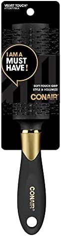 Velvet Touch Large V Bristle Nylon Round Brush-Black Black Conair