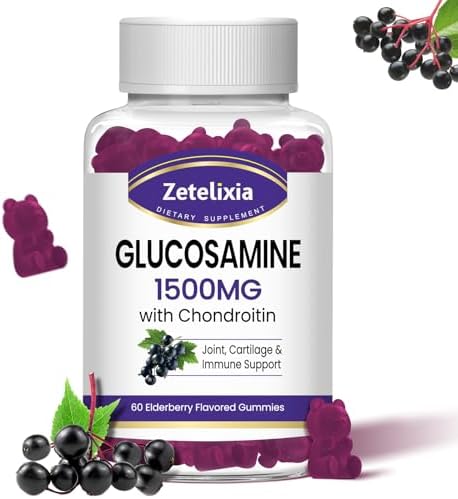 Glucosamine Chondroitin Gummies with MSM, Turmeric - Joint Support Supplement - Cartilage Health, Mobility & Flexibility - Joint Health for Men & Women, 60 Count Zetelixia