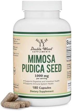 Mimosa Pudica Seed Capsules (180 Capsules, 3 Month Supply) 1000mg, for Digestive Support, by Double Wood Double Wood Supplements