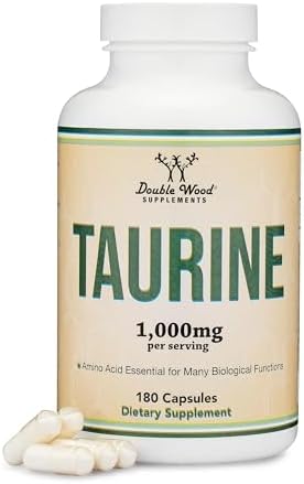 Taurine Supplement 1000mg Per Serving, 180 Capsules - Amino Acid Studied to Support a Longer, Healthier Life (Taurina) Vegan Safe, Gluten Free, Non-GMO by Double Wood Double Wood Supplements