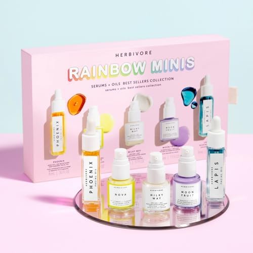 HERBIVORE Rainbow Minis Set - (Serums + Oils Best Sellers Collection), Plant-based, Vegan, Cruelty-free Herbivore