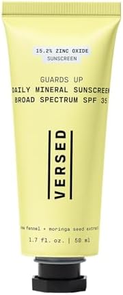 Versed Guards Up Daily Face Sunscreen - Zinc Oxide Mineral Sunscreen Sunscreen for All Skin Types - Lightweight, Skin-Like Non-Nano Sunscreen - Vegan + Pregnancy Safe (1.7 oz) Versed