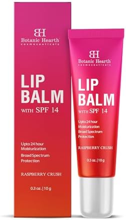 Botanic Hearth Raspberry Lip Balm with SPF for Dry, Chapped Lips with Jojoba Oil, Vitamin E & Allantoin | Lip Care Balm with Sun Protection | Soothing with a Transparent Shine | 0.3 oz Botanic Hearth