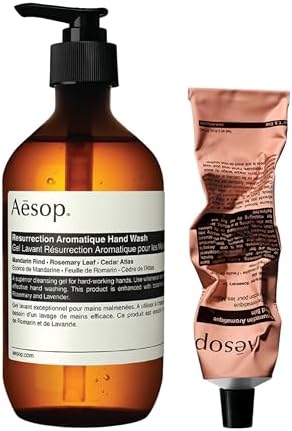 Aesop Resurrection Aromatique Hand Wash + Resurrection Hand Balm | Cleanse, Exfoliate, Nourish and Soften Hands | Paraben-Free + Cruelty-Free + Vegan | 16.9 oz + 1.69 oz Aesop