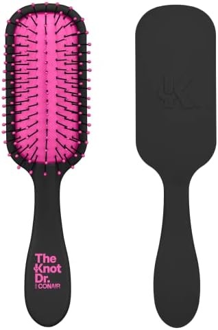 The Knot Dr. hair brush by Conair - Detangling hair brush - Travel Brush - wet brush - Removes Knots and Tangles in wet or dry hair- Pink Conair