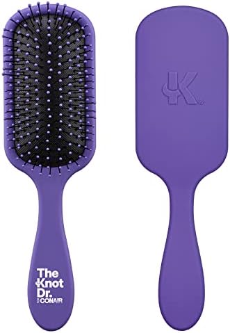 The Knot Dr. hair brush by Conair - Detangling hair brush - Removes Knots and Tangles in wet or dry hair - curly hair brush - Purple Conair