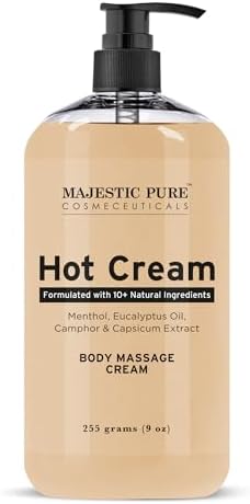 Majestic Pure Hot Cream | Cream for Body, Anti Cellulite Cream for Thighs and Butt | Moisturizing Sweat Cream for Women & Men | 9 Oz Majestic Pure