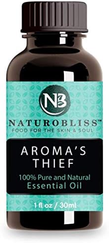 NaturoBliss Aroma's Thief Synergy Blend Aromatherapy Essential Oils Blend (Cassia Clove Rosemary Eucalyptus Lemon) Guards from Tales of French Thieves - 1 Fl. Oz, 30ml NaturoBliss