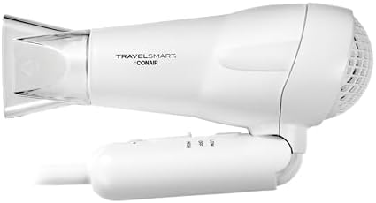 Conair Travel Hair Dryer, Mini Hair Dryer, 1200-Watt Ceramic Travel Blow Dryer in White by Travel Smart Conair