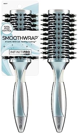 Conair InfinitiPro - Hair Brush - Icy Blue Round Brush for blow out - Detangling Brush - Reduces Frizz and Adds Volume - Blow Dryer Brush - Smoothwrap Series Conair