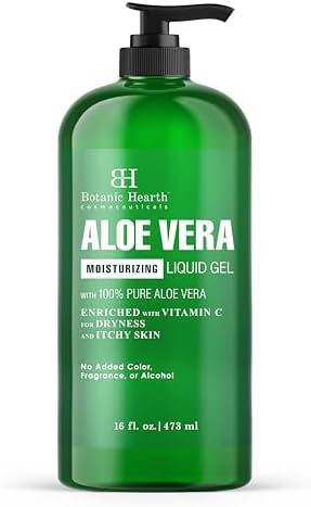 Botanic Soothing Hearth Aloe Vera LIQUID Gel - From 100% Pure and Natural Cold Pressed Aloe Vera, 16 fl oz Botanic Hearth