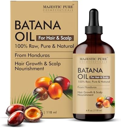 Majestic Pure Batana Oil for Hair & Scalp Nourishment, Strengthening, Nourishing, Voluminizing - Non GMO Verified, 4 Fl Oz Majestic Pure