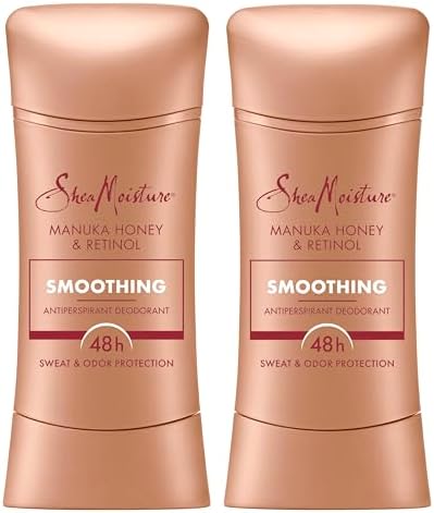 SheaMoisture Antiperspirant Deodorant Stick Smoothing Manuka Honey & Retinol (Pack of 2) for 48HR Sweat & Odor Protection with No Parabens & No Mineral Oil 2.6 oz SheaMoisture