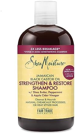 SheaMoisture Strengthen and Restore Shampoo 100% Pure Jamaican Black Castor Oil for Damaged Hair To Cleanse and Nourish Hair 13 oz SheaMoisture