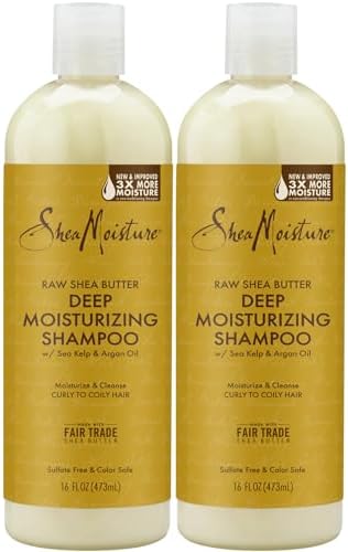 SheaMoisture Shea Shampoo, Sulfate Free - Raw Shea Butter Moisture Retention Shampoo with Sea Kelp & Argan Oil for Hair Repair, Scented, 16 Oz (Pack of 2) SheaMoisture