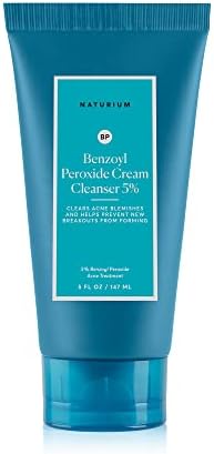 Naturium Benzoyl Peroxide Cream Cleanser 5%, Gentle Blemish Treatment for Face, 5 oz Naturium