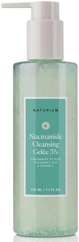 Naturium Niacinamide Cleansing Gelée 3% Plus Hyaluronic Acid & Vitamin C, Gentle & Smoothing Face Wash, 7.1 oz Naturium