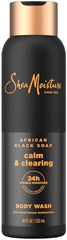 SheaMoisture African Black Soap Body Wash Calm and clearing body wash for 24H Visible Moisture for Healthy, Glowing 18 Oz SheaMoisture