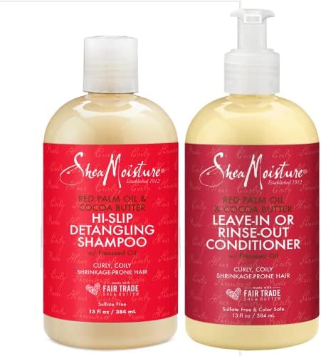 Shea Moisture Curly Hair Shampoo and Conditioner Set for Women with Red Palm Oil & Cocoa Butter - Sulfate-free Hair Care, 13 Oz (2 Piece) SheaMoisture