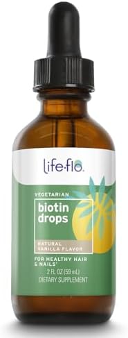 Life-Flo Biotin 10000mcg Drops with Vitamin D3, High Potency Liquid Biotin Supplement, Healthy Hair, Skin and Nails Support, Natural Vanilla Flavor, Vegetarian, 60-Day Guarantee, Approx. 60 Serv, 2oz Life-flo