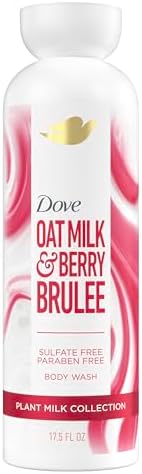 Dove Plant Milk Cleansing Body Wash Oat Milk & Berry Brulee for Moisturized Skin Gentle Cleanser, No Sulfate or Parabens, pH balanced 17.5 fl oz Dove