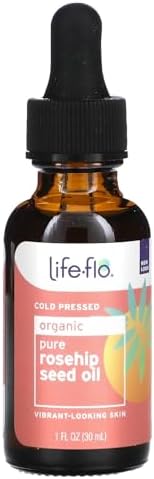 Life-flo Pure Organic Rosehip Seed Oil, Hydrating Face Oil, Dry Skin Care, Cold Pressed from Organic Rose Hips, Rich in Fatty Acids and Vitamin A (Retinol), Hypoallergenic, 60-Day Guarantee, 1oz Life-flo