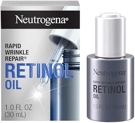 Neutrogena Retinol Face Oil .3% Concentrated, Rapid Wrinkle Repair, Daily Anti-Aging Face Serum to Fight Fine Lines, Deep Wrinkles, & Dark Spots, 1.0 fl. oz Neutrogena