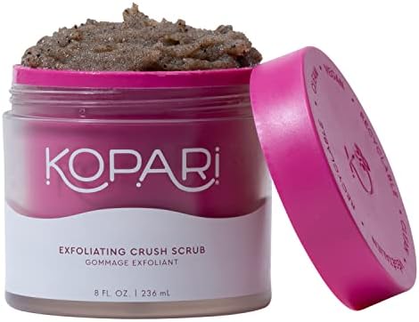 Kopari Coconut Crush Scrub - Brown Sugar Scrub to Exfoliate, Shrink the Appearance of Pores, Help Undo Dark & Age Spots + More With 100% Organic Coconut Oil, Non GMO, and Cruelty Free, 8 Oz Kopari