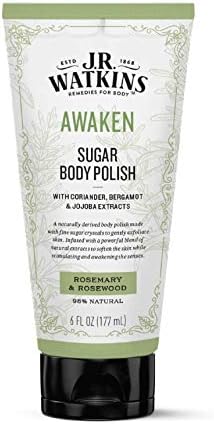 J.R. Watkins Awaken Sugar Body Polish, Rosemary & Rosewood Natural Body Scrub Cleanses, Softens & Stimulates Senses, 6 oz J.R. Watkins