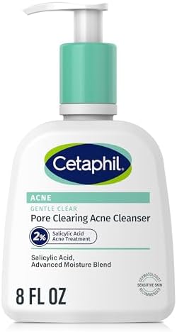 Cetaphil Gentle Clear Pore Clearing Acne Cleanser, Foaming Gel Cleanser for Sensitive, Acne-Prone Skin, 8 Fl Oz Pump Bottle, 2% Salicylic Acid, Gently Exfoliates, Dermatologist Recommended Brand Cetaphil