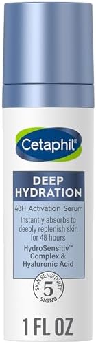 Cetaphil Deep Hydration Fragrance Free 48 Hour Activation Serum, 1 Fl oz, 48Hr Dry Skin Face Moisturizer for Sensitive Skin, With Hyaluronic Acid, Vitamin E & B5, Dermatologist Recommended Cetaphil