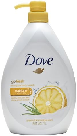 Dove Go Fresh Energize Body Wash, Grapefruit and Lemongrass Scent, 33.8 Ounce (1 Liter) International Version Dove