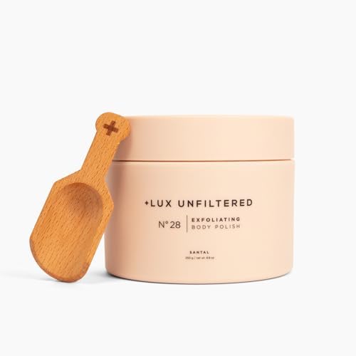 + Lux Unfiltered N°28 Exfoliating Body Polish in Santal, Hydrating and Moisurizing Sugar Scrub, Gluten Free, Vegan + Cruelty Free Exfoliating Soap + Lux Unfiltered