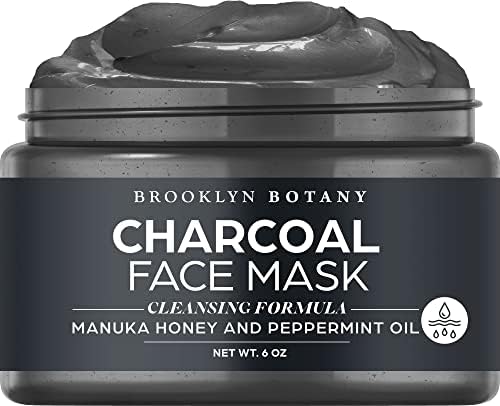 Brooklyn Botany Charcoal Facial Mask 6 oz – Deep Pore Cleanser Clay Mask with Bentonite and Kaolin Clay – Purifying and Hydrating Facial Cleanser and Acne Face Mask – For Normal and Oily Skin Brooklyn Botany