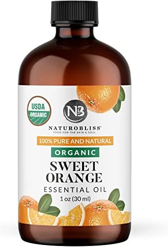 NaturoBliss Organic Sweet Orange Essential Oil, 100% Pure Therapeutic Grade, Premium Quality Sweet Orange Oil, 1 fl. Oz / 30 ml - Perfect for Aromatherapy and Relaxation (Sweet Orange, 30ml) NaturoBliss