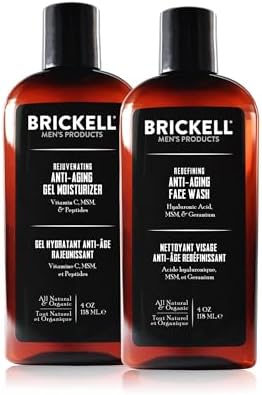 Brickell Men's Products Enhancing Gel Anti-Aging Routine, Gel Facial Cleanser and Gel Face Moisturizer, Men's Skin Care Gift Set Brickell Men's Products