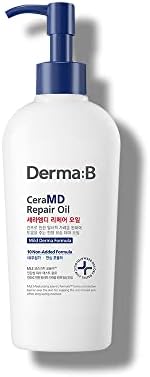 Derma B CeraMD Repair Oil 200ml, Unscented Fragrance Free Lightweight Fast Absorbing Soften Moisturizing Body Oil with Coconut Oil Milky Formula for Dry Sensitive Itchy Skin without Greasy Derma B