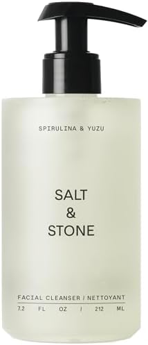 Salt & Stone Face Wash for Women & Men, Spirulina & Yuzu Gentle Facial Cleanser, Makeup Remover Pore Minimizer with Hyaluronic Acid, Squalane, Skin Care for All Skin Types, Vegan, Cruelty Free, 7.2 oz Salt & Stone