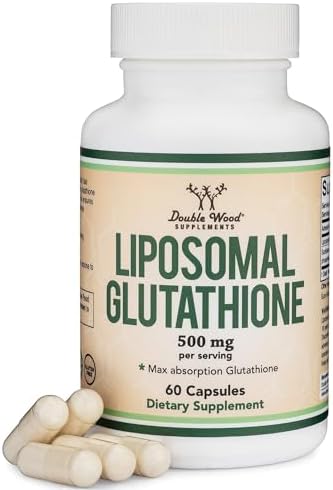 Liposomal Glutathione Supplement 500mg per Serving, 60 Capsules (Vegan Safe, Non-GMO) Max Absorption Liposomal Glutathione with Genuine Smell and Taste by Double Wood Double Wood Supplements