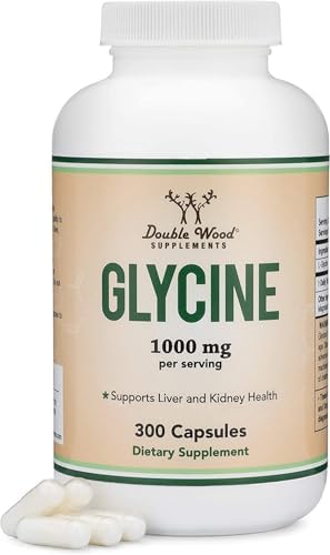 Glycine Supplement - 1,000mg Glycine Powder per Serving (300 Capsules) The Relaxing Amino Acid (Glicina) (Third Party Tested, Gluten Free, Non-GMO) by Double Wood Double Wood Supplements